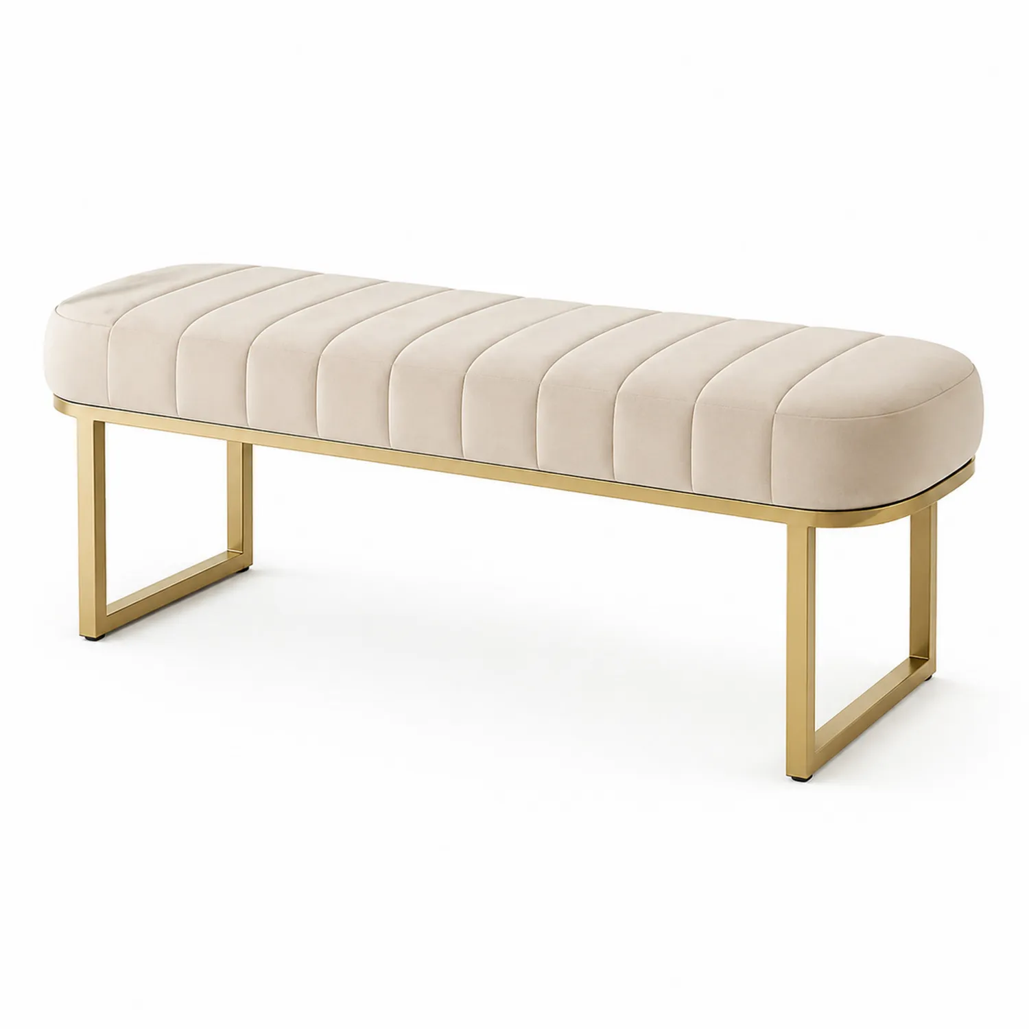 Banc en velours avec base en métal doré 120 cm-Velriver