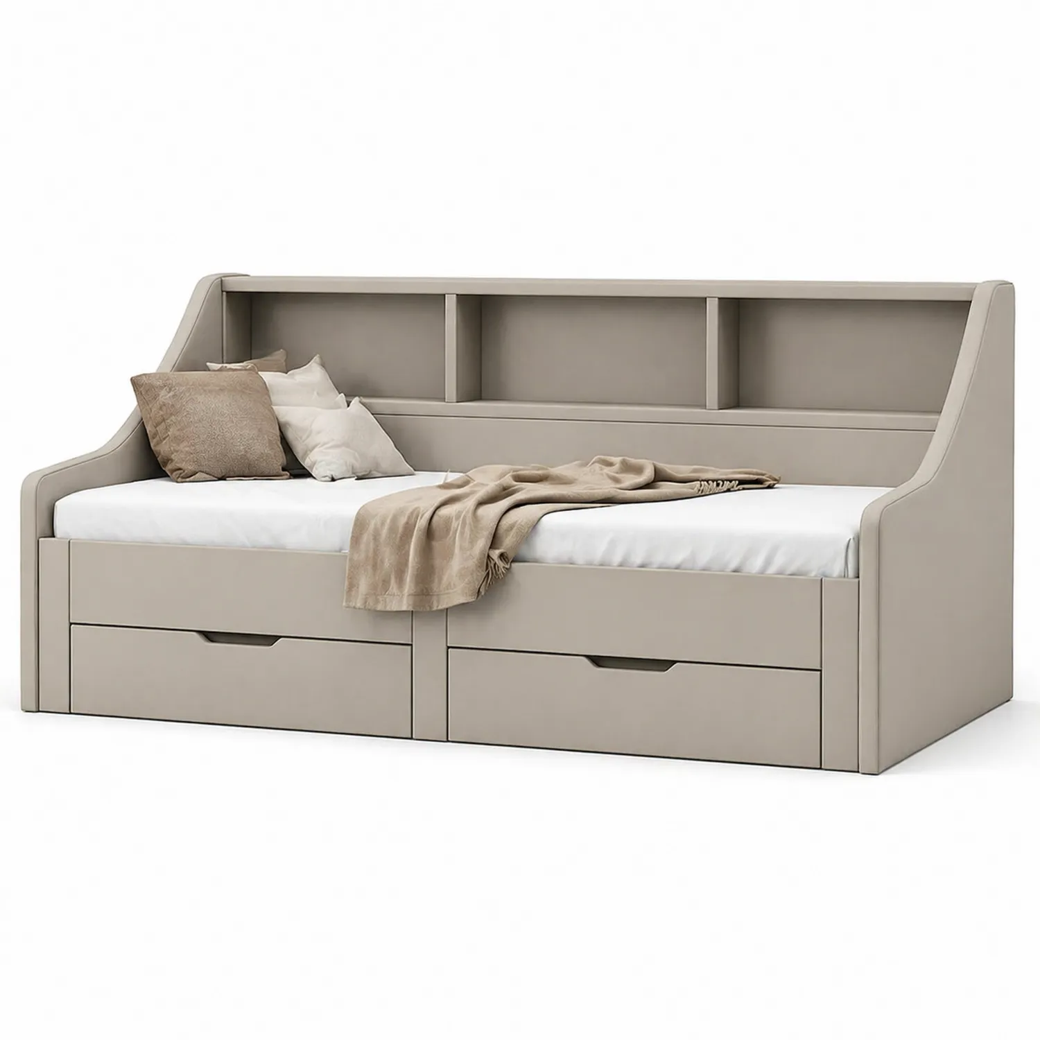 Lit de jour en bois avec tiroirs et matelas 200x90cm Gris clair-Velriver