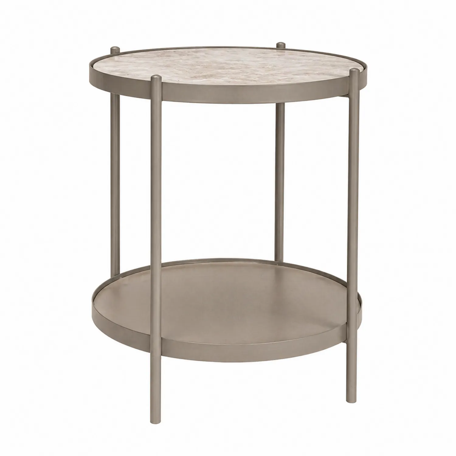 Table d'appoint ronde en métal et marbre beige/gris-Velriver