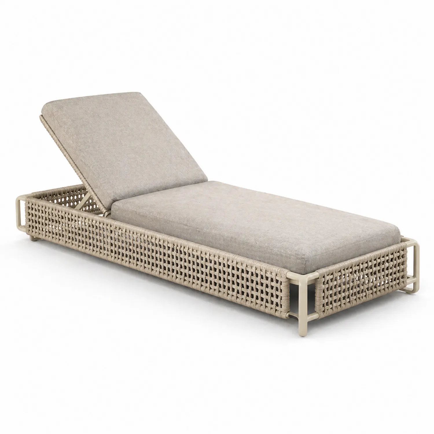 Chaise longue d'extérieur en aluminium et tissu beige-Velriver