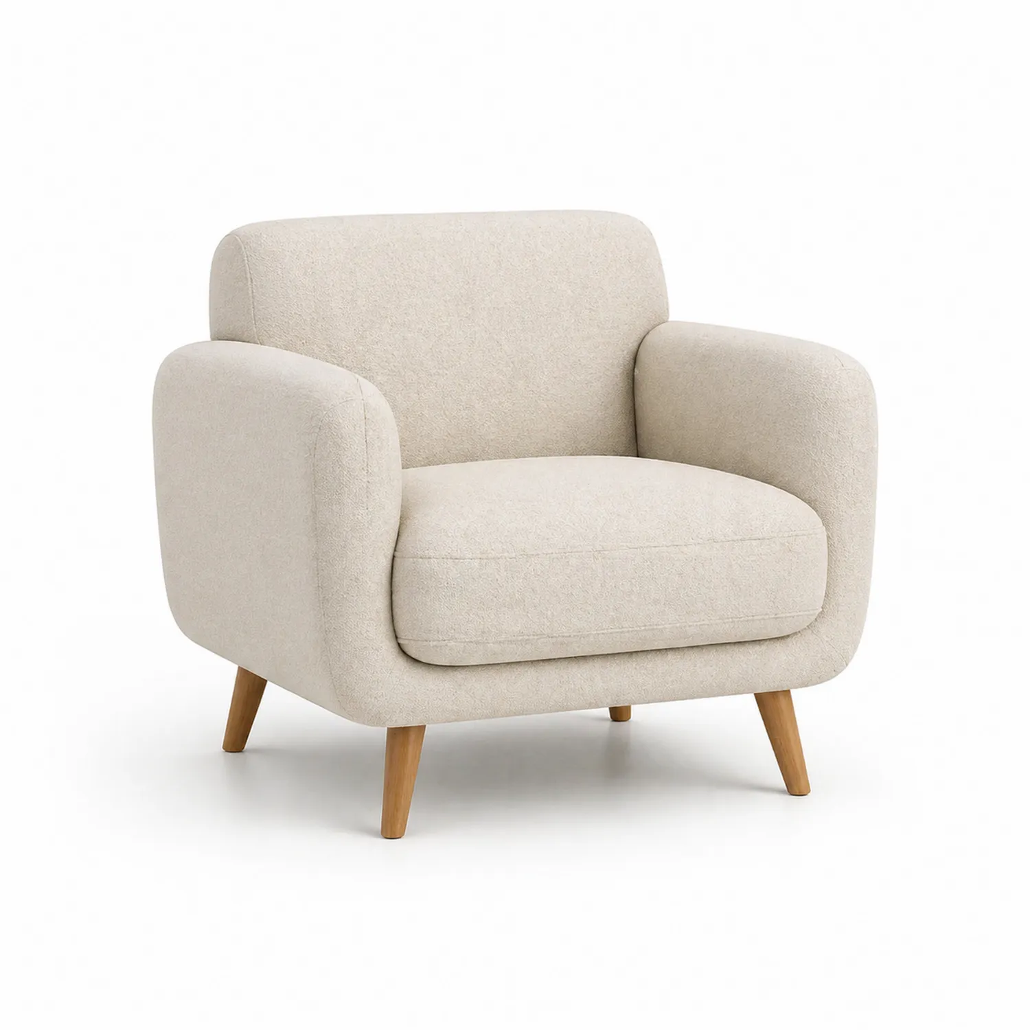 Fauteuil en tissu et bois 85x95x85 cm Beige-Velriver