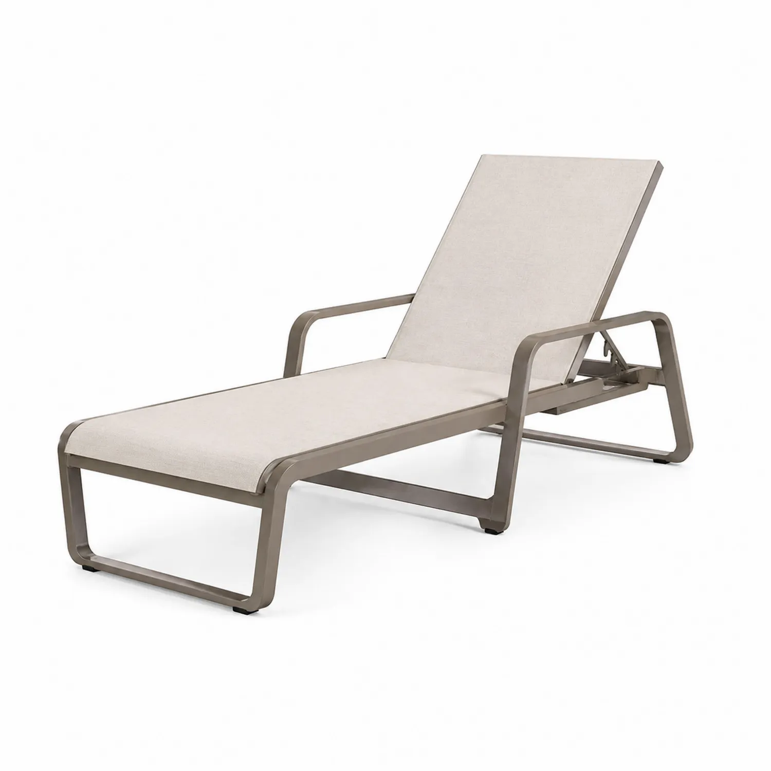 Chaise longue extérieure en aluminium et tissu beige-Velriver