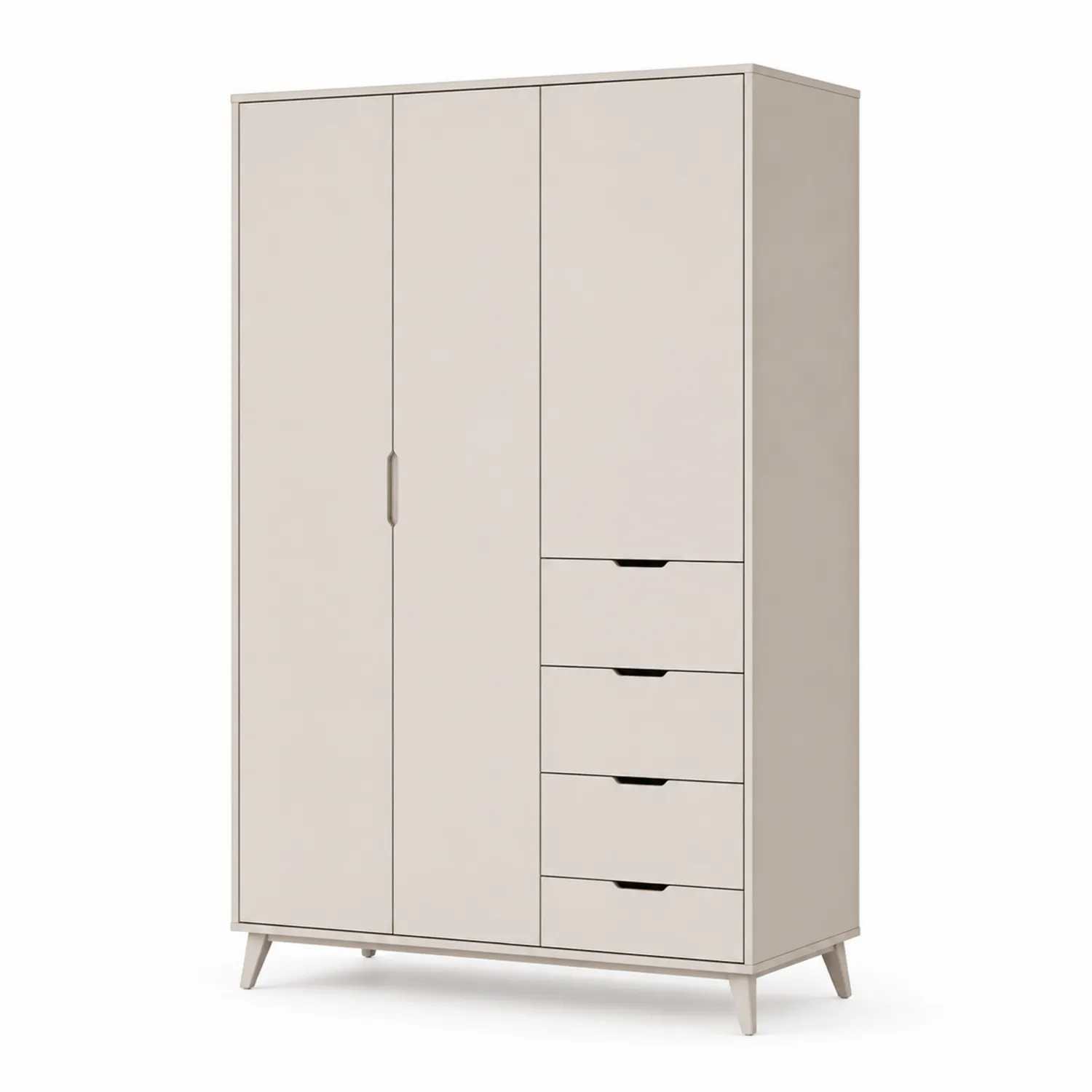 Armoire en bois avec 3 portes et 4 tiroirs Beige 180x80x50 cm-Velriver