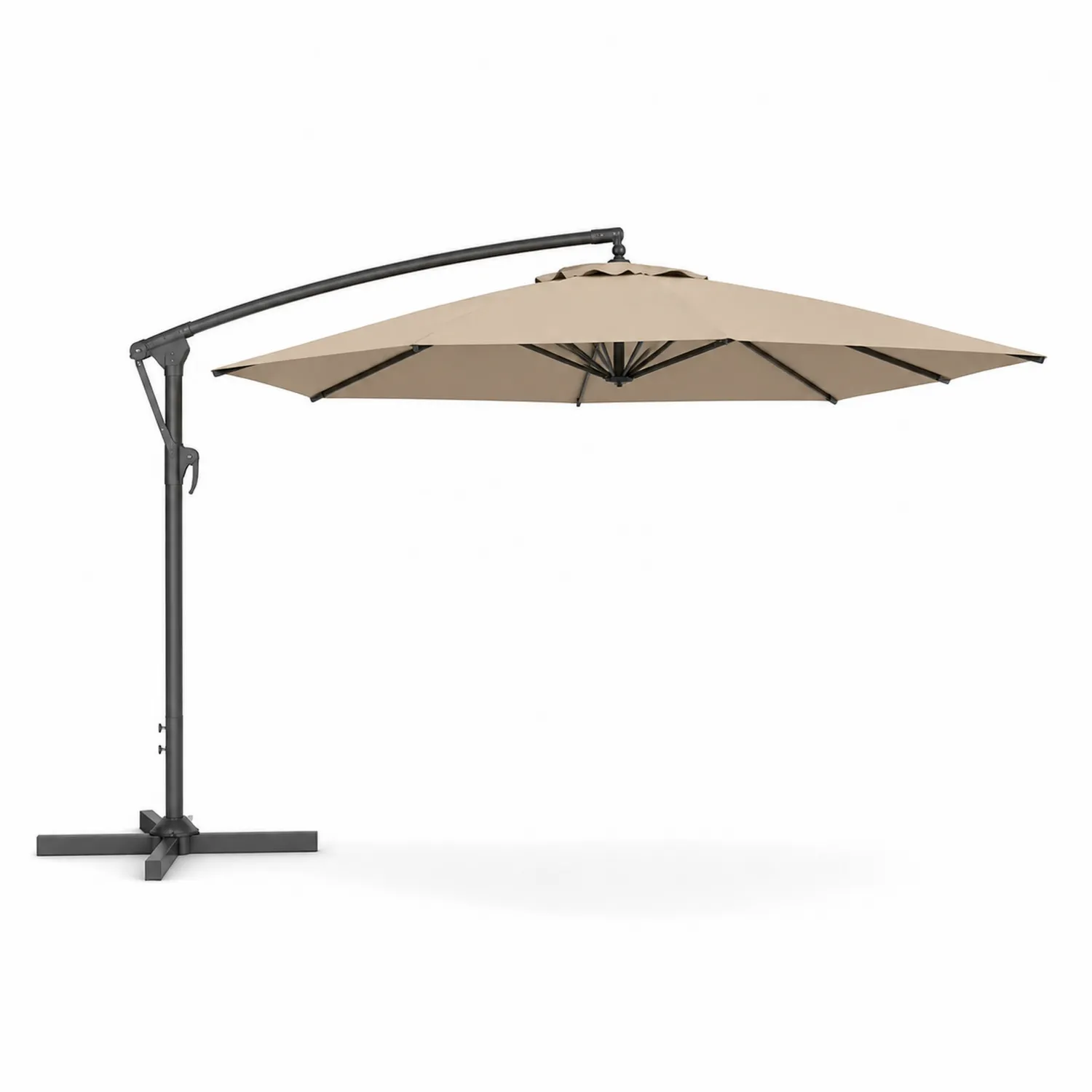 Parasol déporté rond 3m en tissu acrylique beige avec mât en aluminium-Velriver