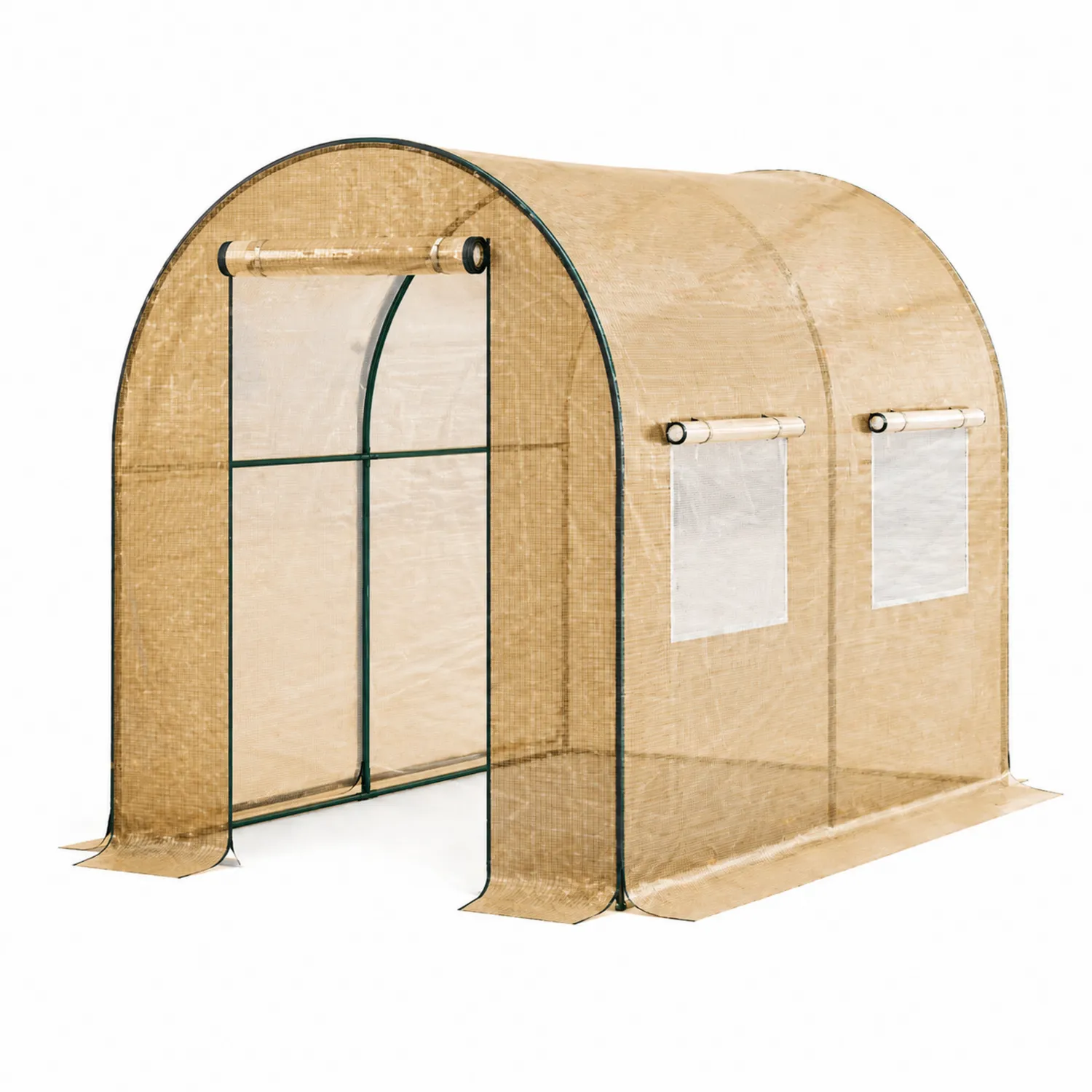 Serre Tunnel Arqué 300x200x190 CM Acier et PVC Transparent Brun-Velriver