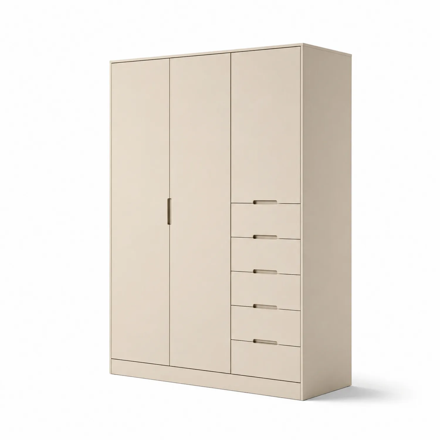 Armoire en bois beige avec portes battantes et tiroirs-Velriver