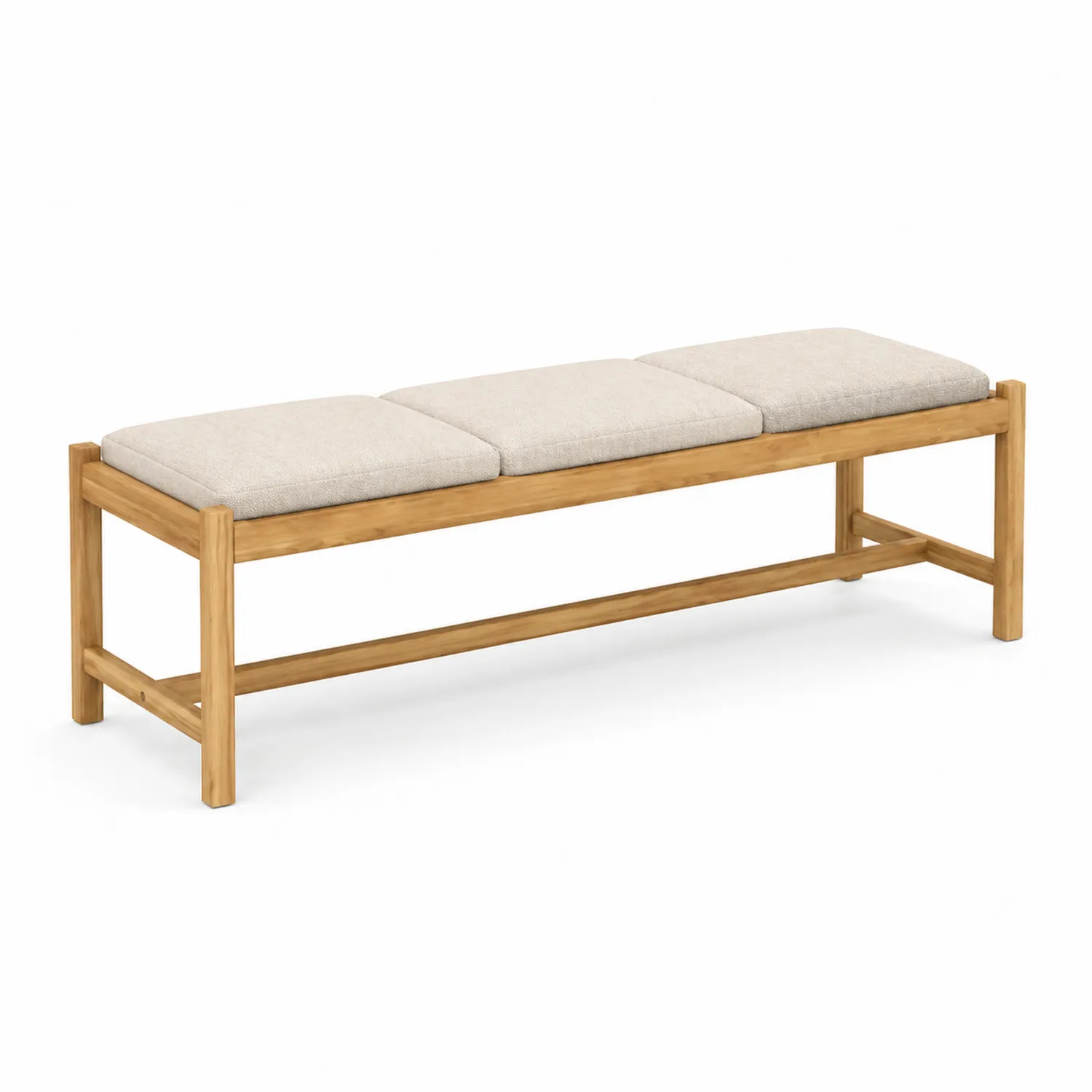 Banc en bois avec coussins en polyester 180x40x45 cm Beige-Velriver