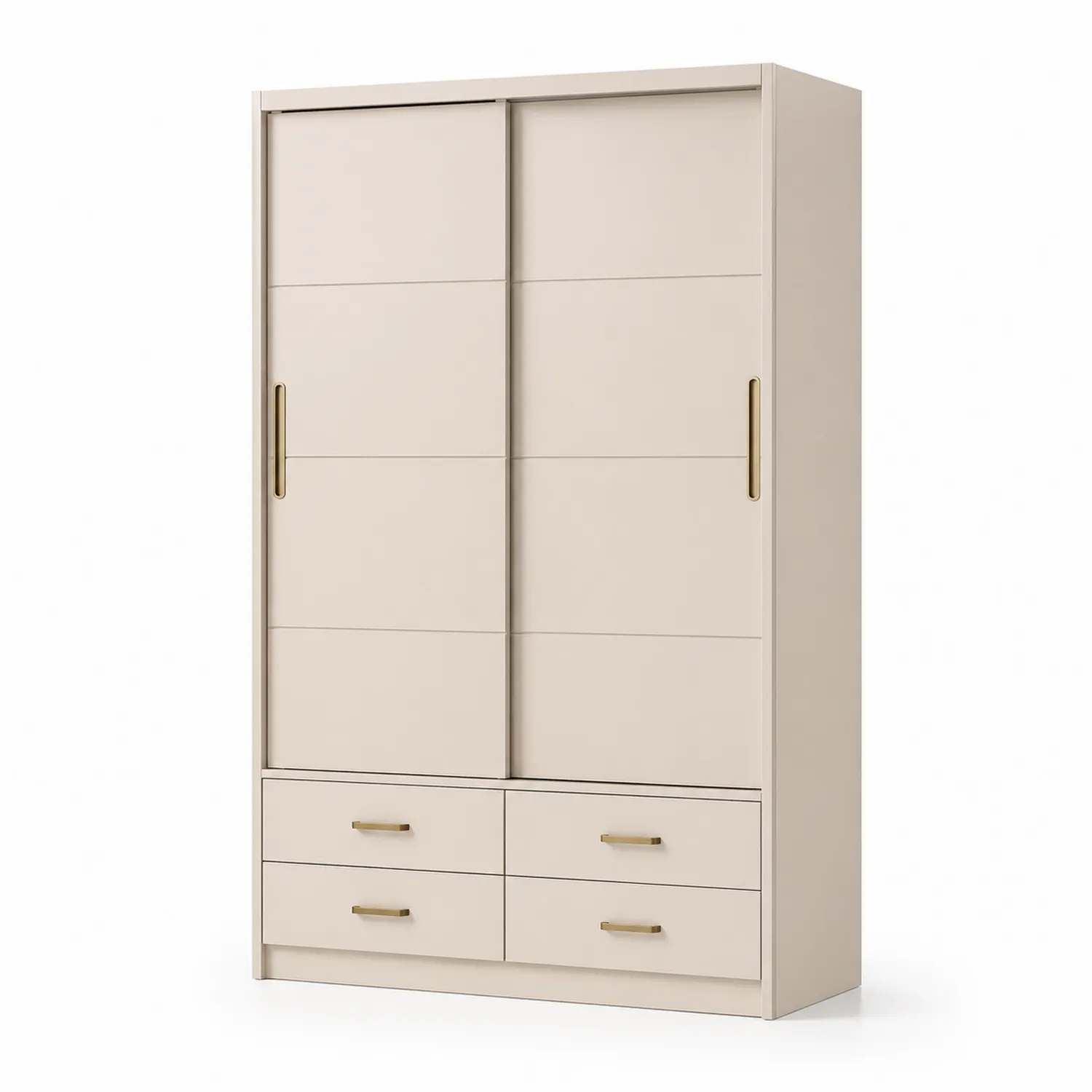 Armoire en Bois avec Portes Coulissantes et Tiroirs - Beige-Velriver