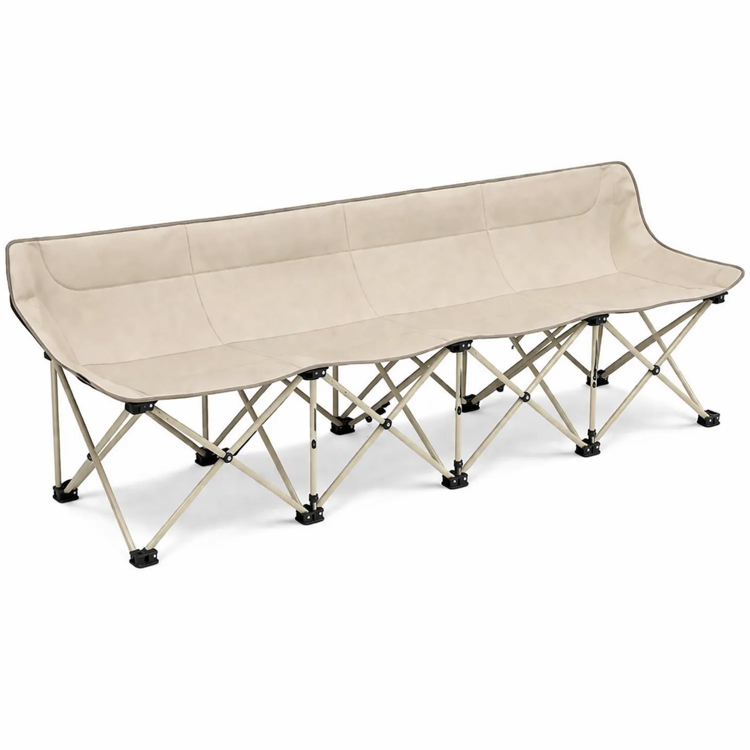 Banc pliant en tissu beige 4 places-Velriver