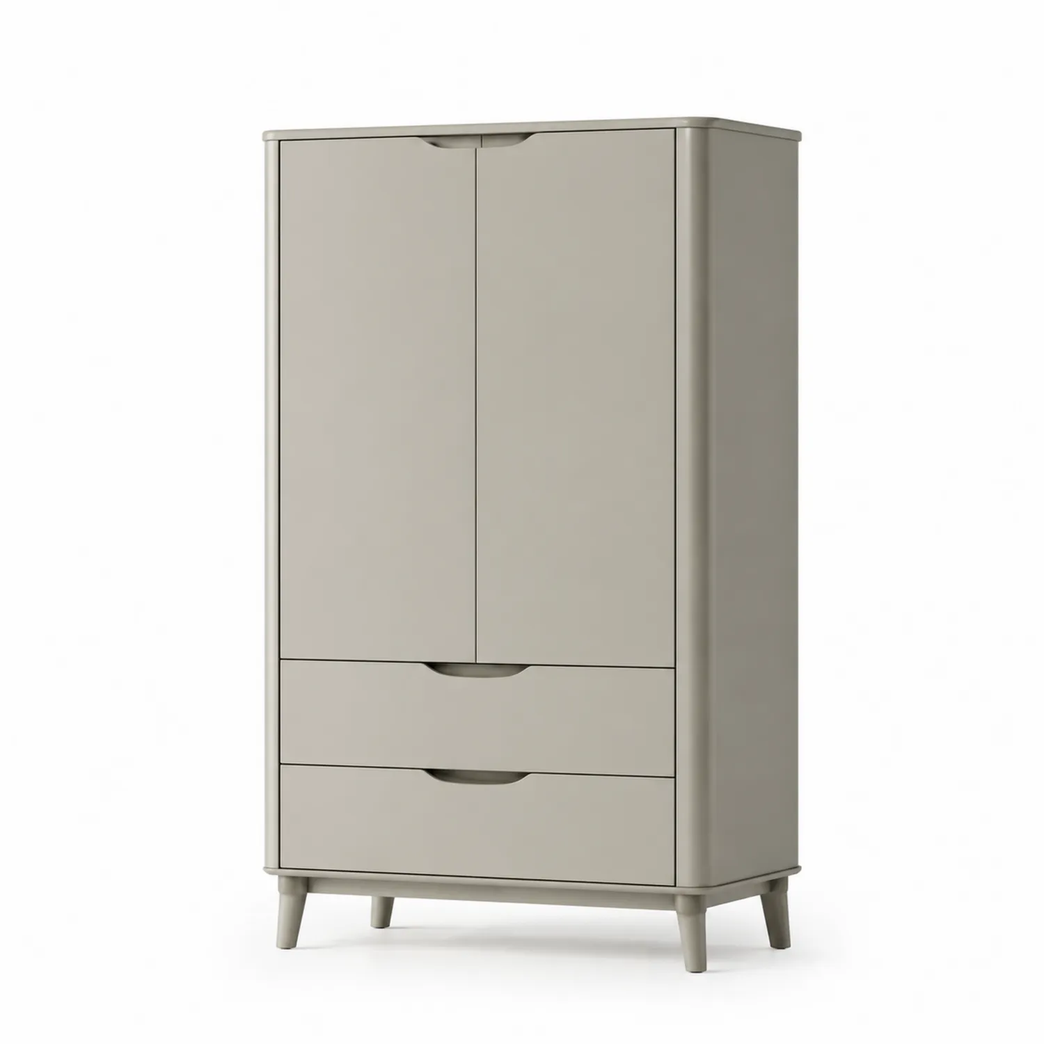 Armoire en MDF deux portes deux tiroirs 180x80x50cm Gris-Velriver