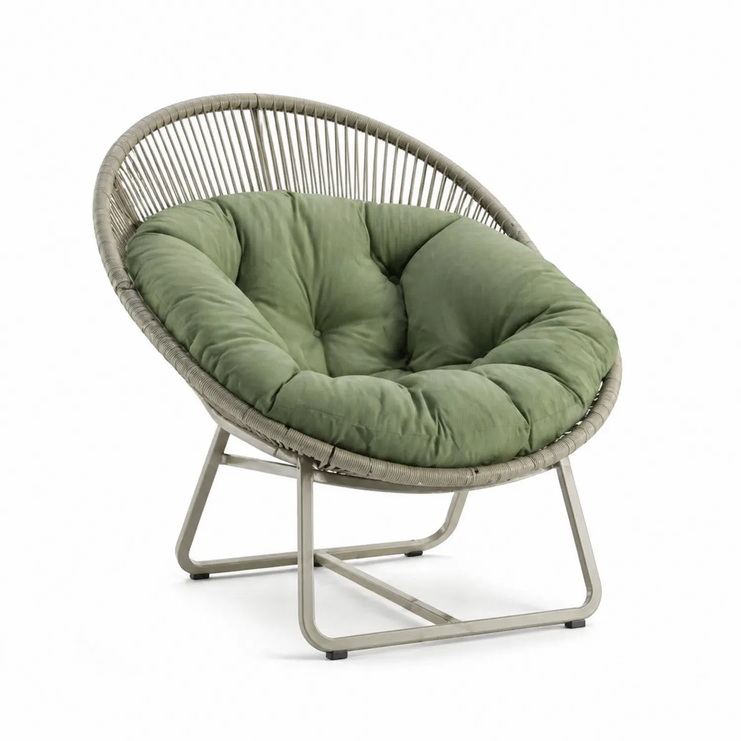 Chaise en rotin synthétique avec coussin vert-Velriver