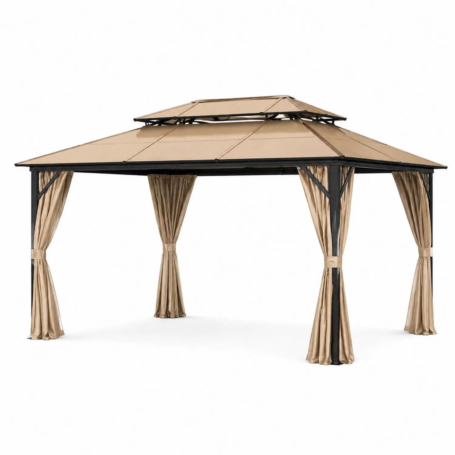 Pavillon de jardin en acier avec toit en polyester beige-Velriver
