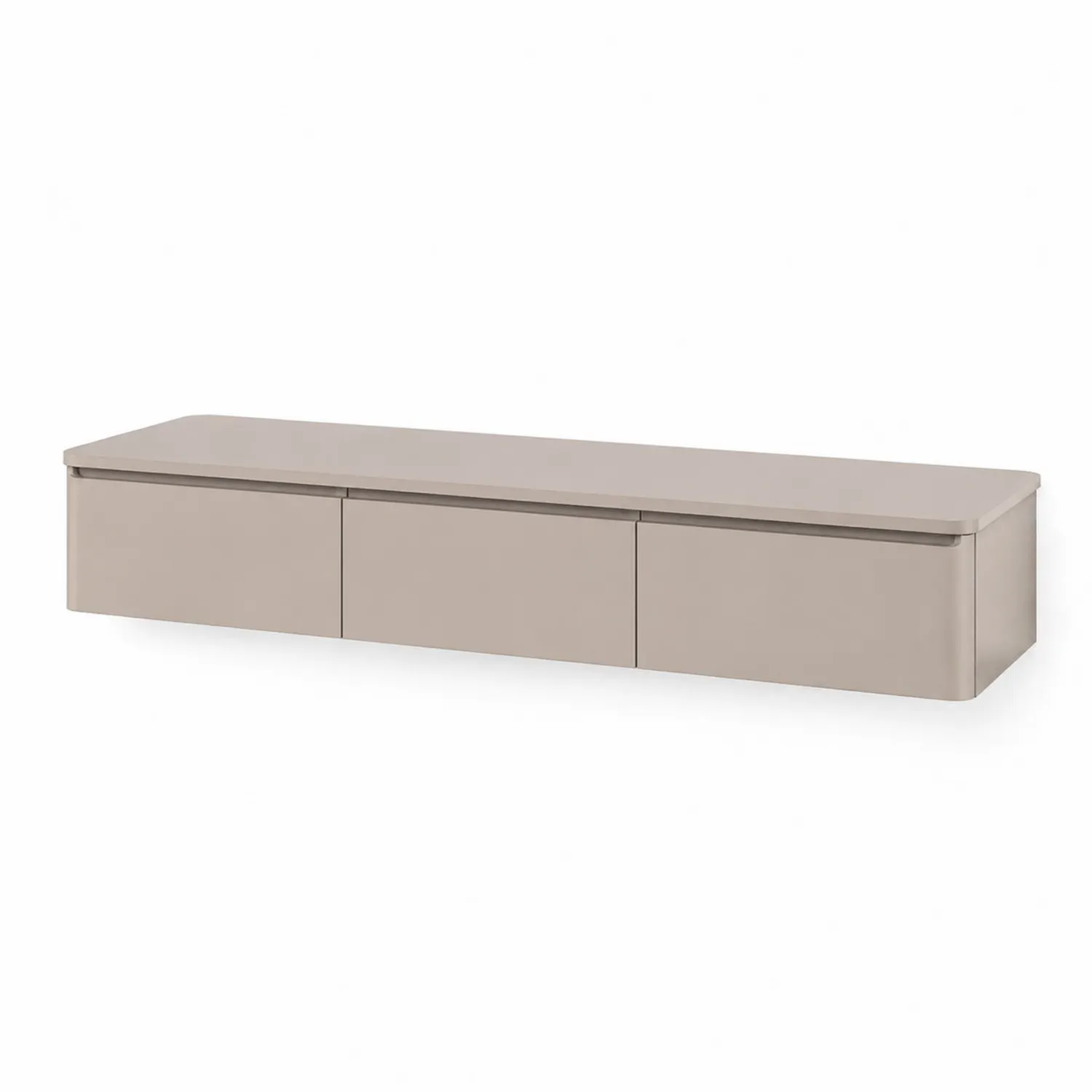 Meuble TV suspendu trois tiroirs MDF Beige-Velriver