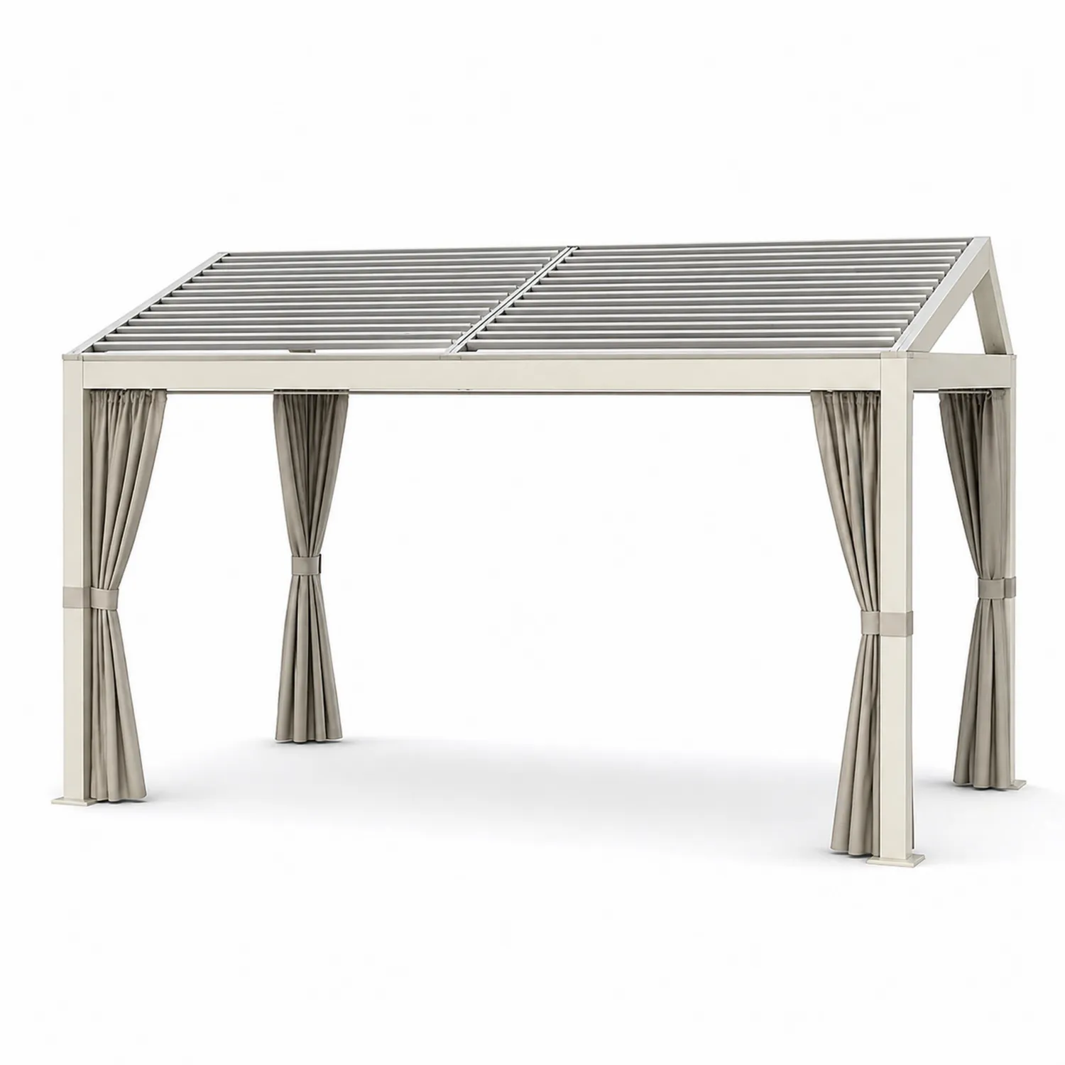 Pergola rectangulaire en aluminium avec rideaux-Velriver