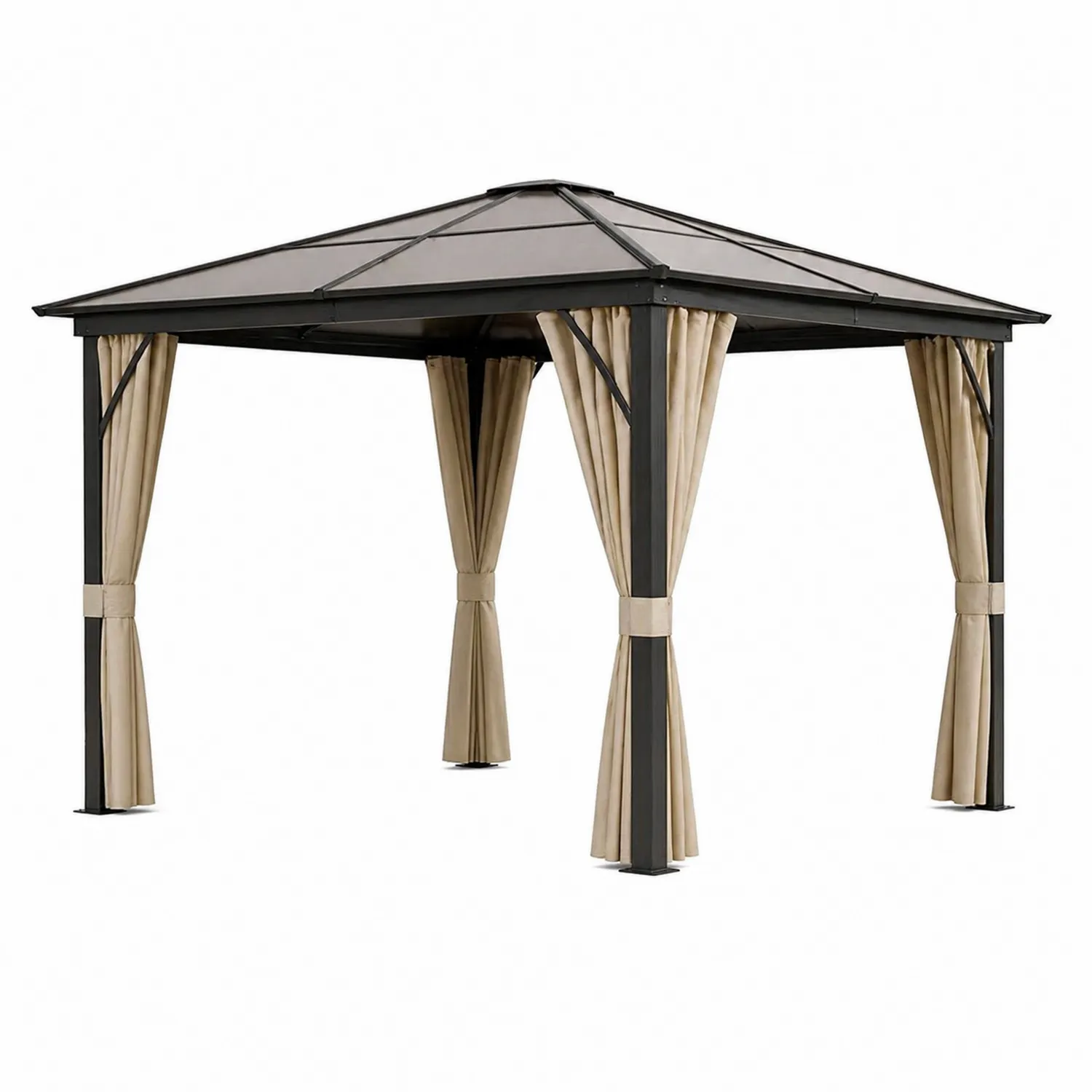 Pavillon de jardin en aluminium avec toit en polycarbonate 3x4 m-Velriver
