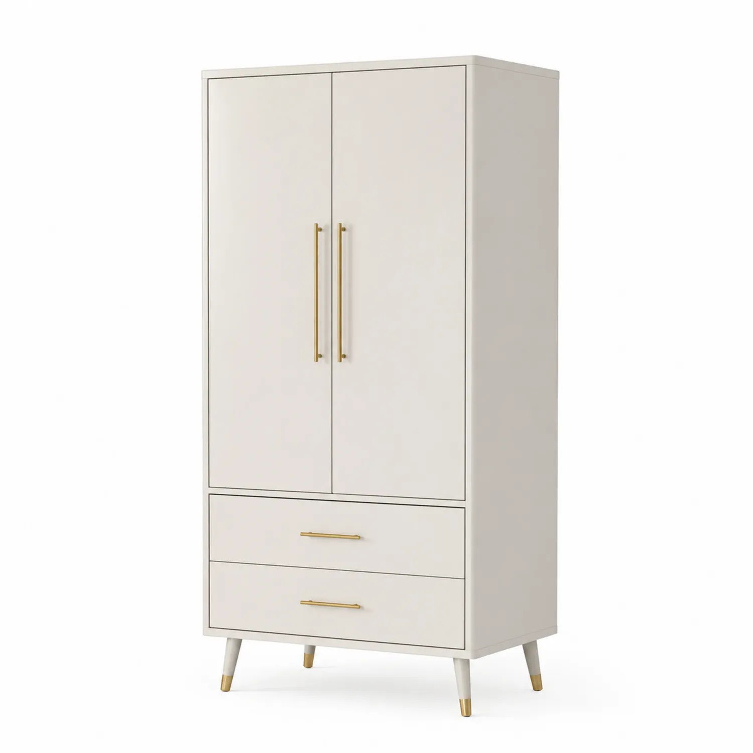 Armoire en bois avec tiroirs et poignées en métal doré 180cm x 80cm x 50cm-Velriver