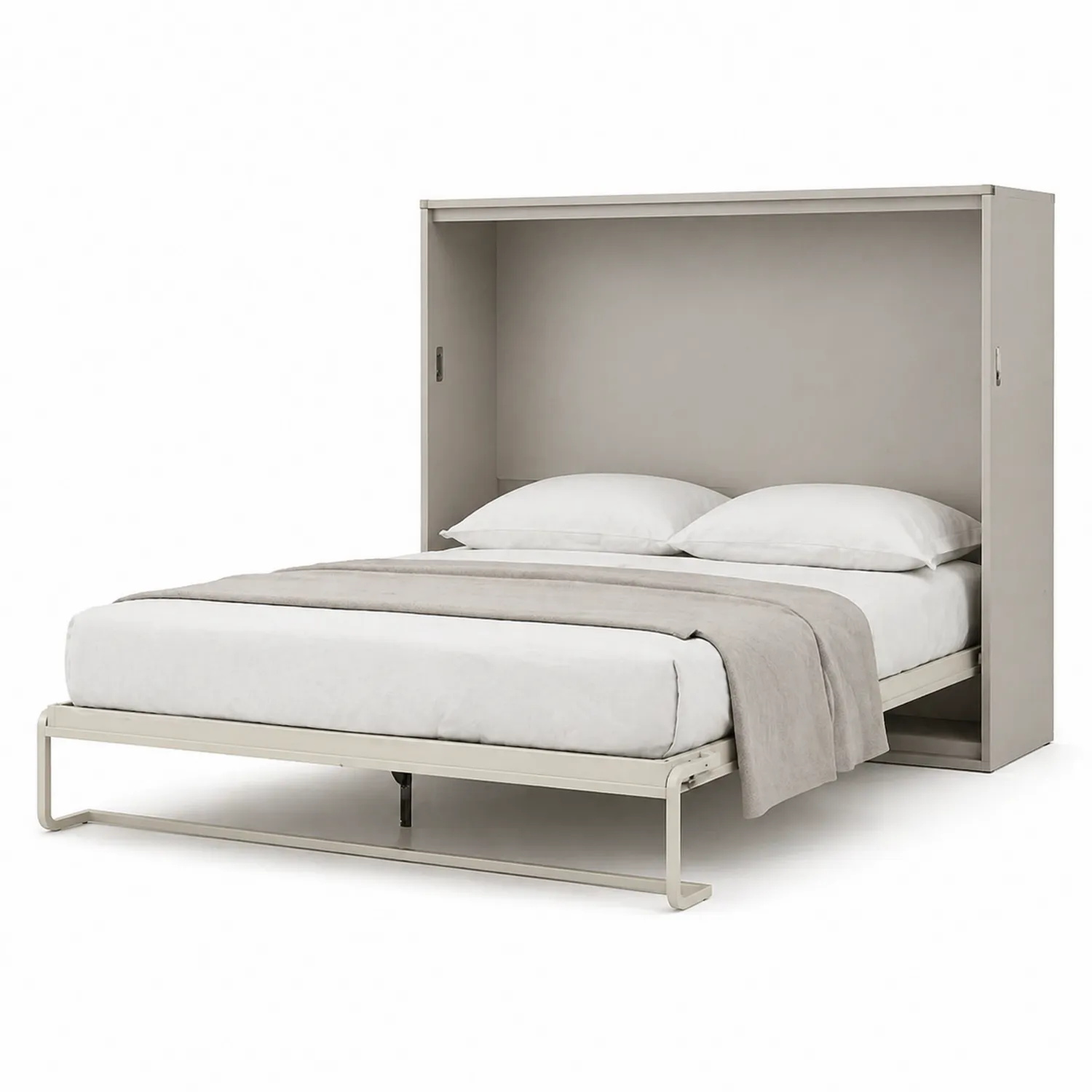 Lit escamotable en métal et bois 200x160 cm Beige-Velriver