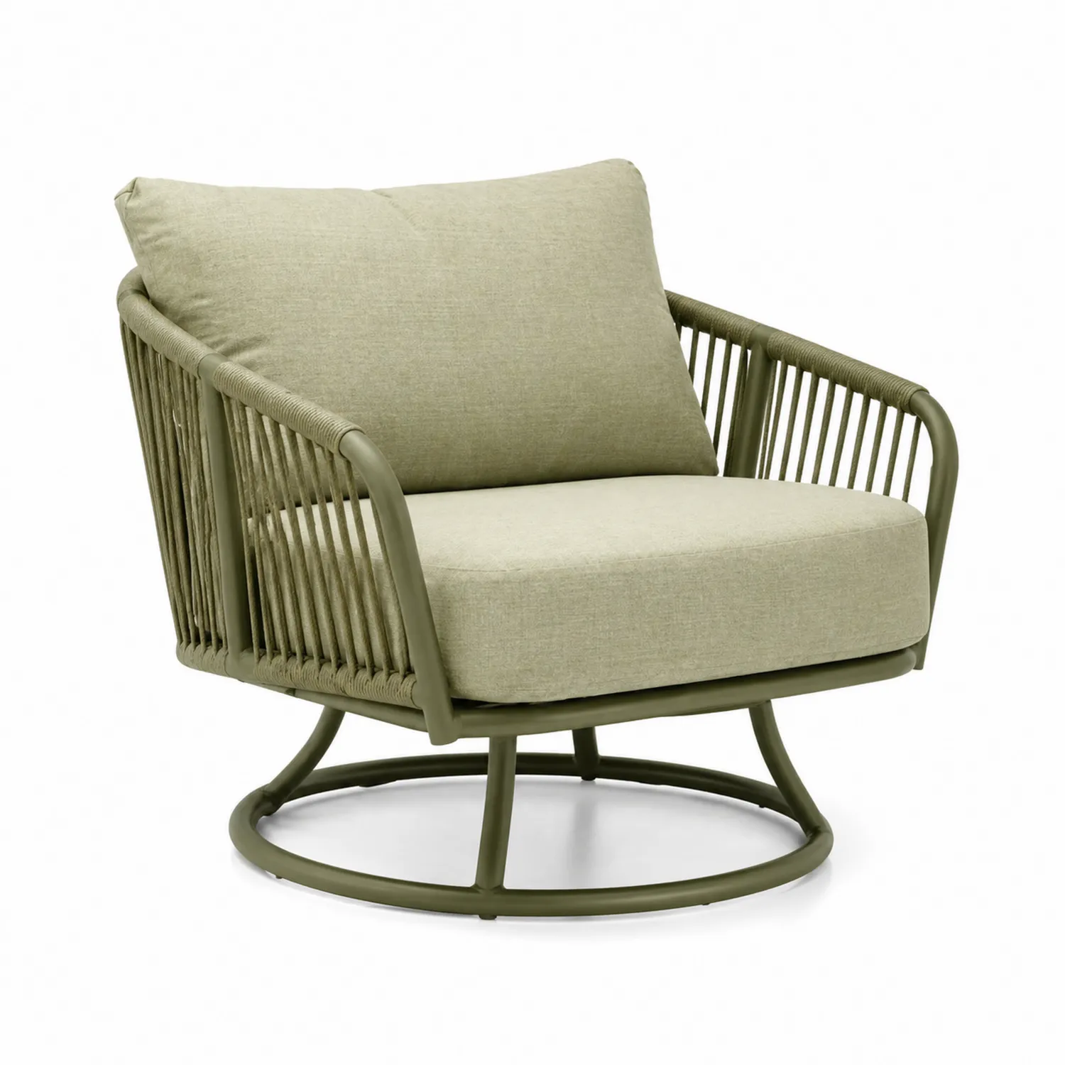 Fauteuil pivotant en métal et tissu vert-Velriver