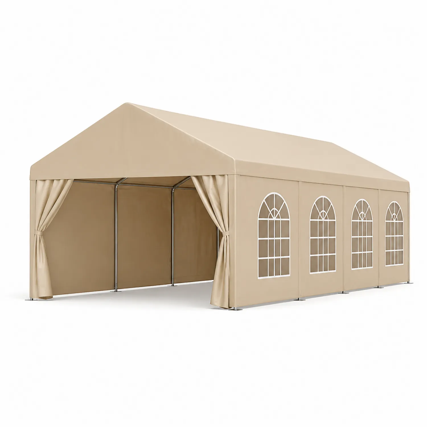 Tente de Réception Extérieure 6x3m Beige en Polyester et Acier-Velriver