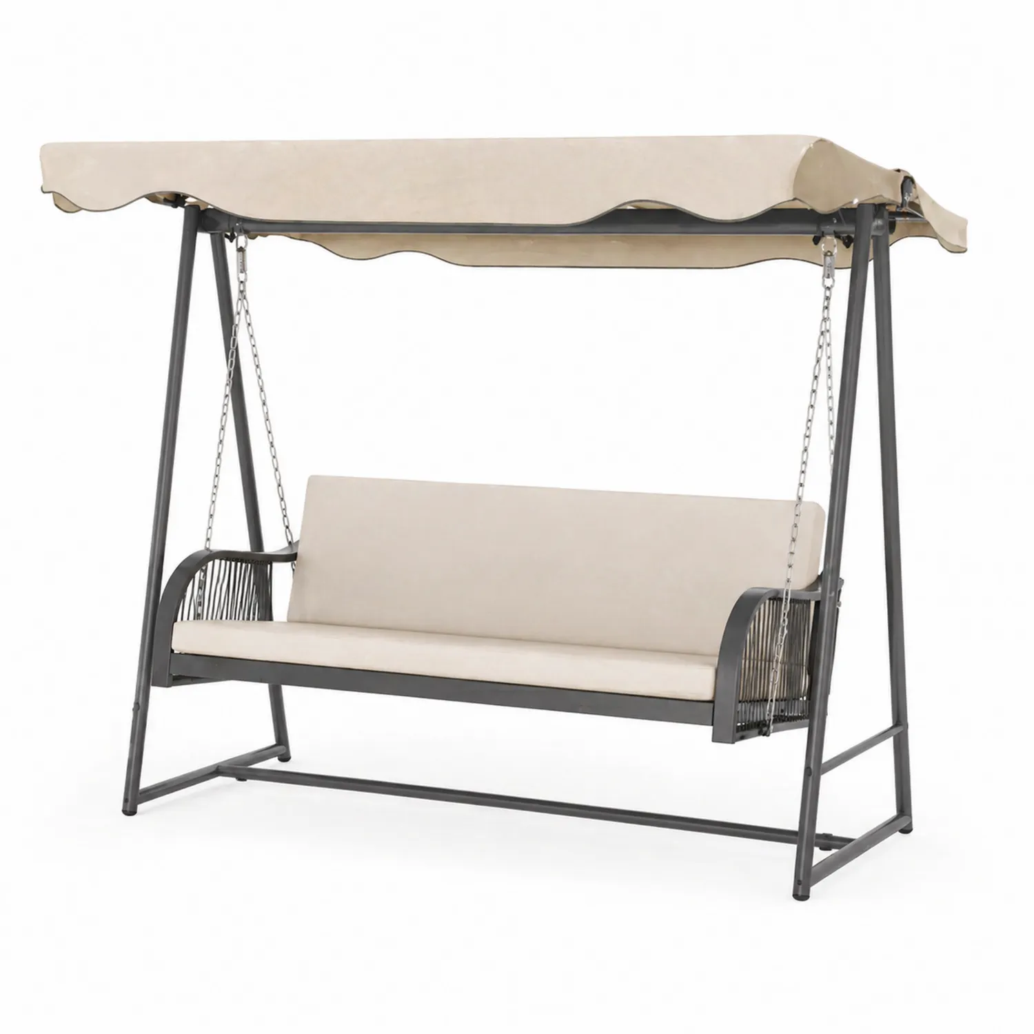 Balancelle en acier beige avec coussins-Velriver