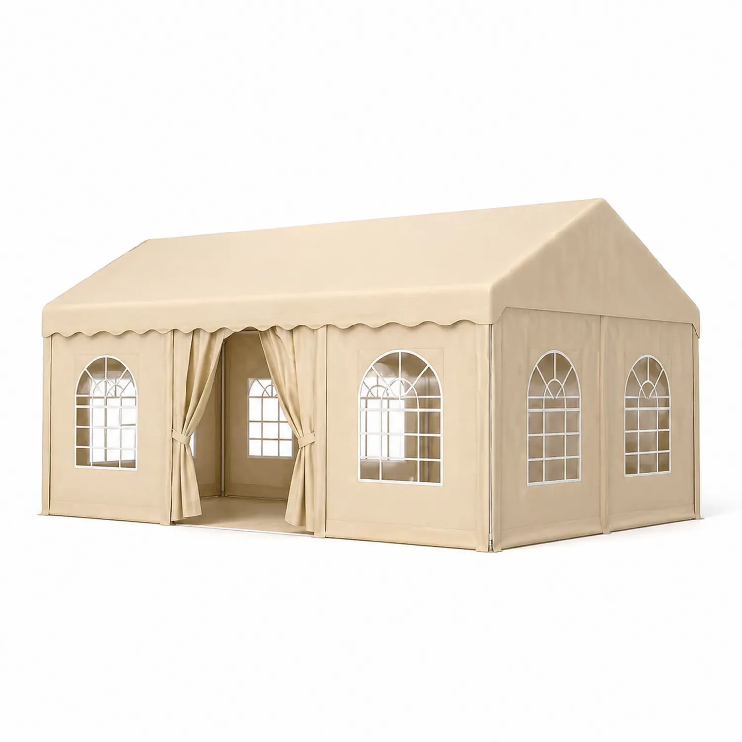 Tente de réception extérieure en tissu beige avec fenêtres-Velriver