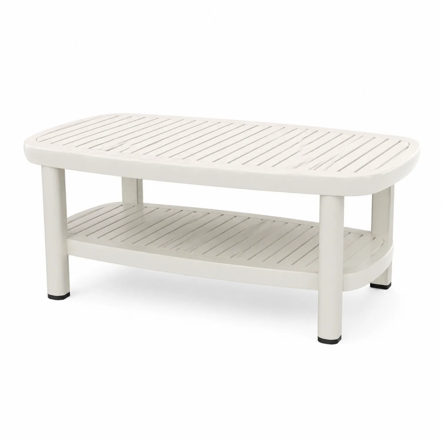 Table basse rectangulaire en plastique Blanc 90x50x40 cm-Velriver