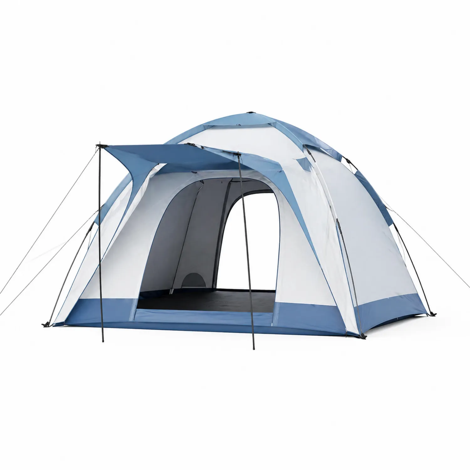 Tente dôme 4 personnes polyester bleu et gris-Velriver