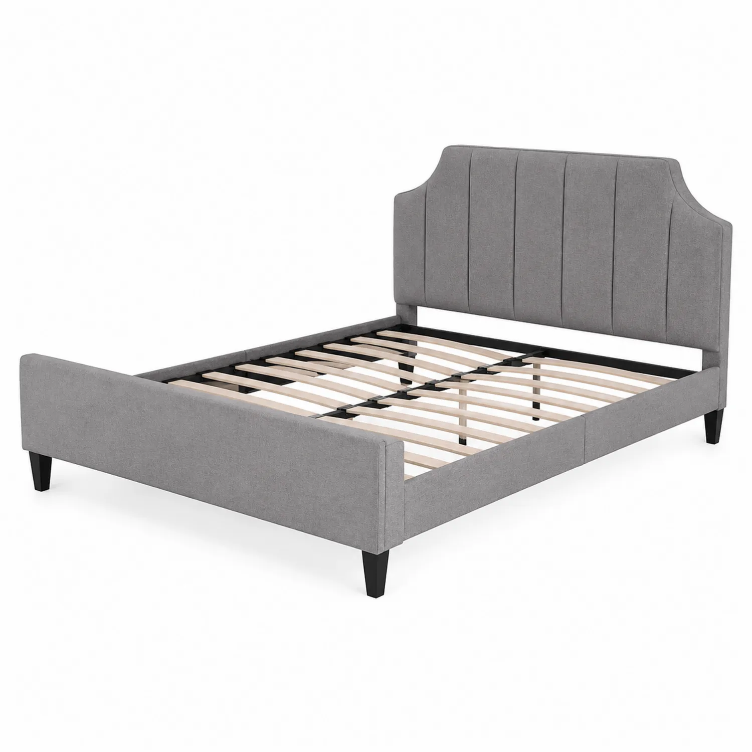 Cadre de lit en tissu gris et bois 200x160 cm-Velriver