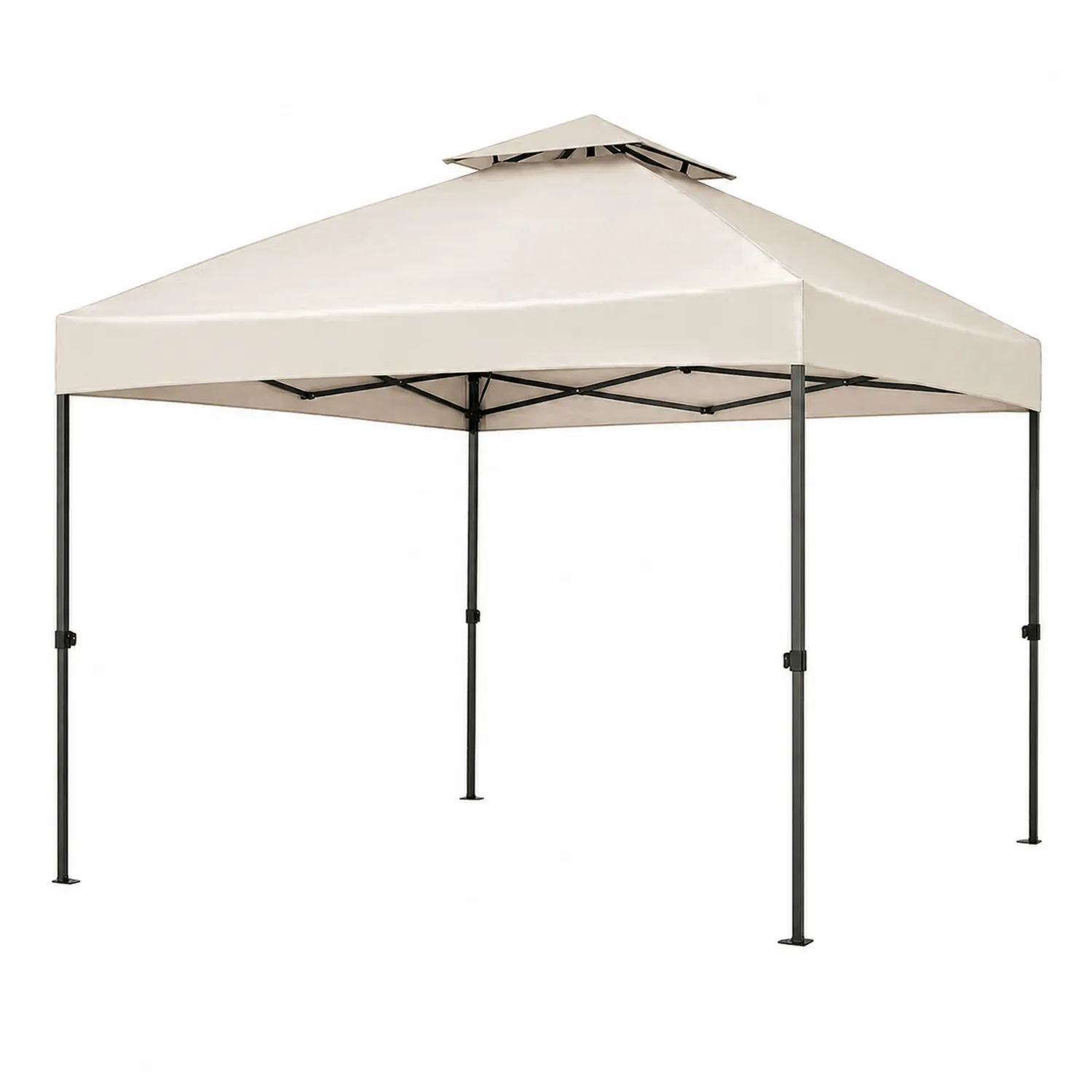 Tonnelle Pliante Carrée Beige 3x3m en Acier-Velriver