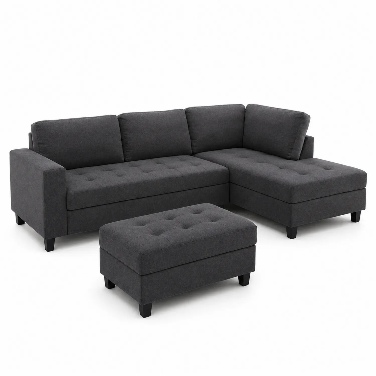 Canapé modulable en tissu avec repose-pieds gris foncé-Velriver