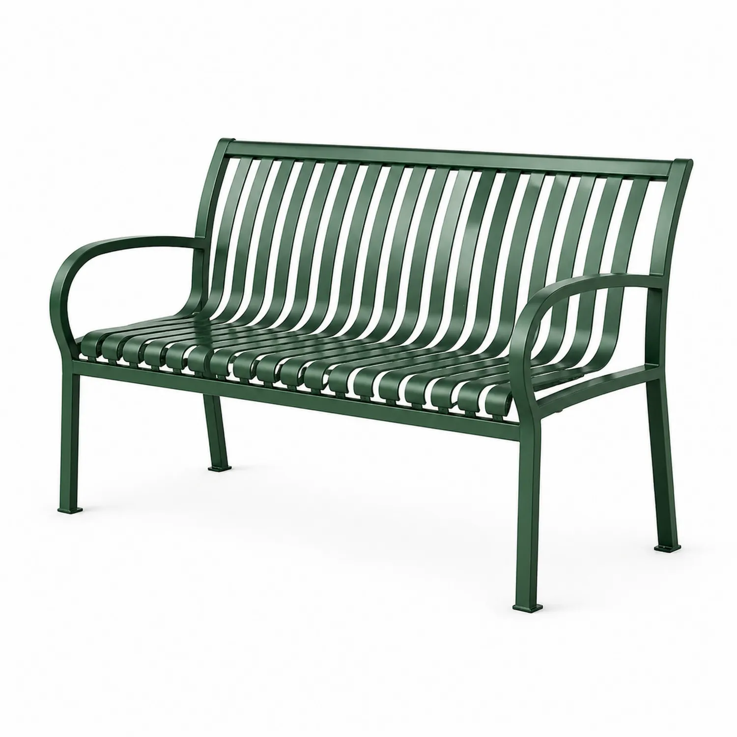 Banc d'extérieur en métal vert avec accoudoirs-Velriver