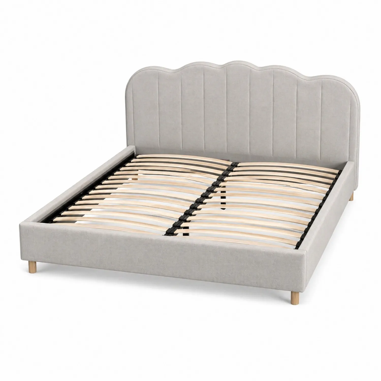 Cadre de lit en tissu avec tête de lit ondulée 200x160 cm Gris-Velriver