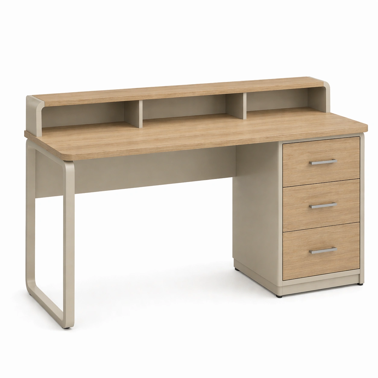 Escritorio de madera contrachapada y metal con cajones 150x60x75 cm-furnzera