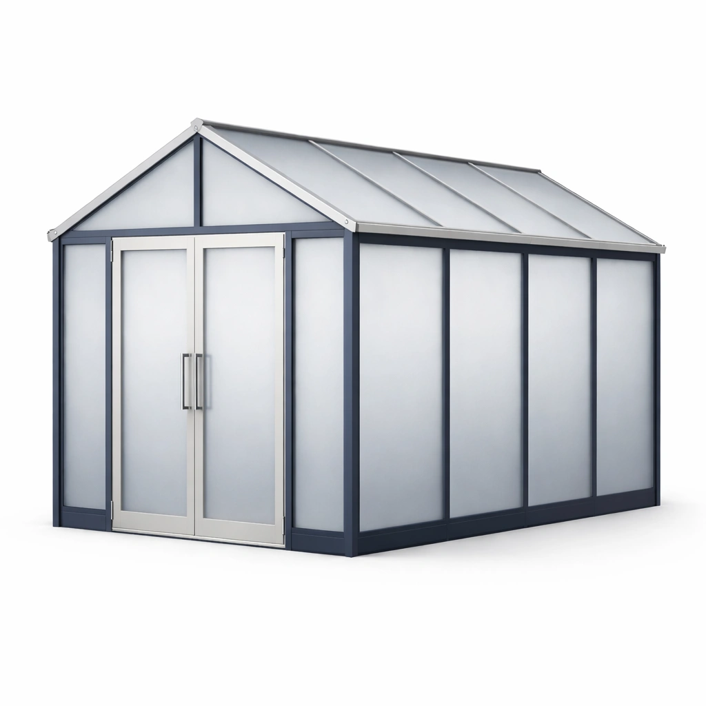 Invernadero de aluminio y policarbonato 300x400x250 cm puertas correderas gris-furnzera
