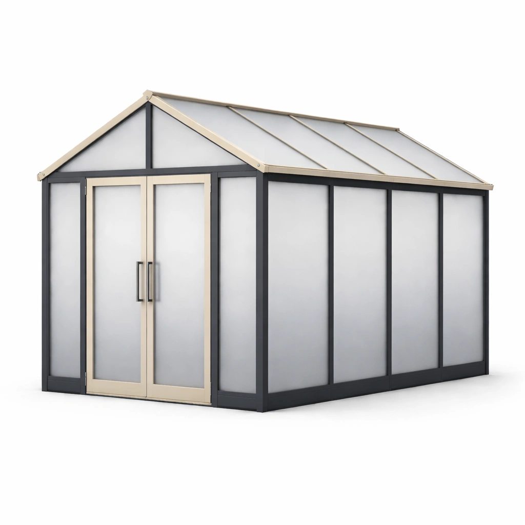 Invernadero de aluminio y policarbonato gris y beige 250x190x195 cm-furnzera