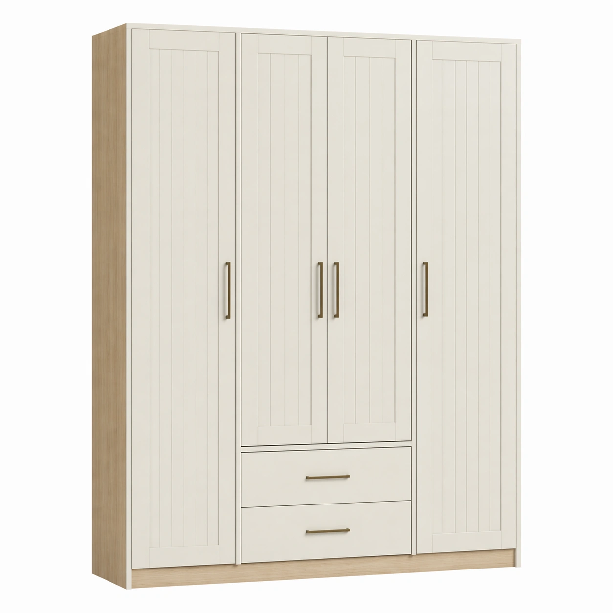Armario de mdf con puertas y cajones beige 200x160x55 cm-furnzera