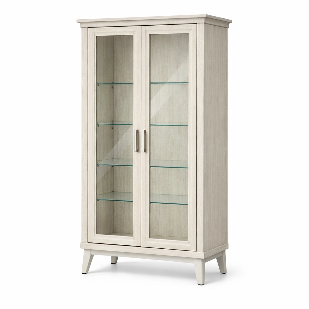 Vitrina de madera y vidrio templado blanco-furnzera