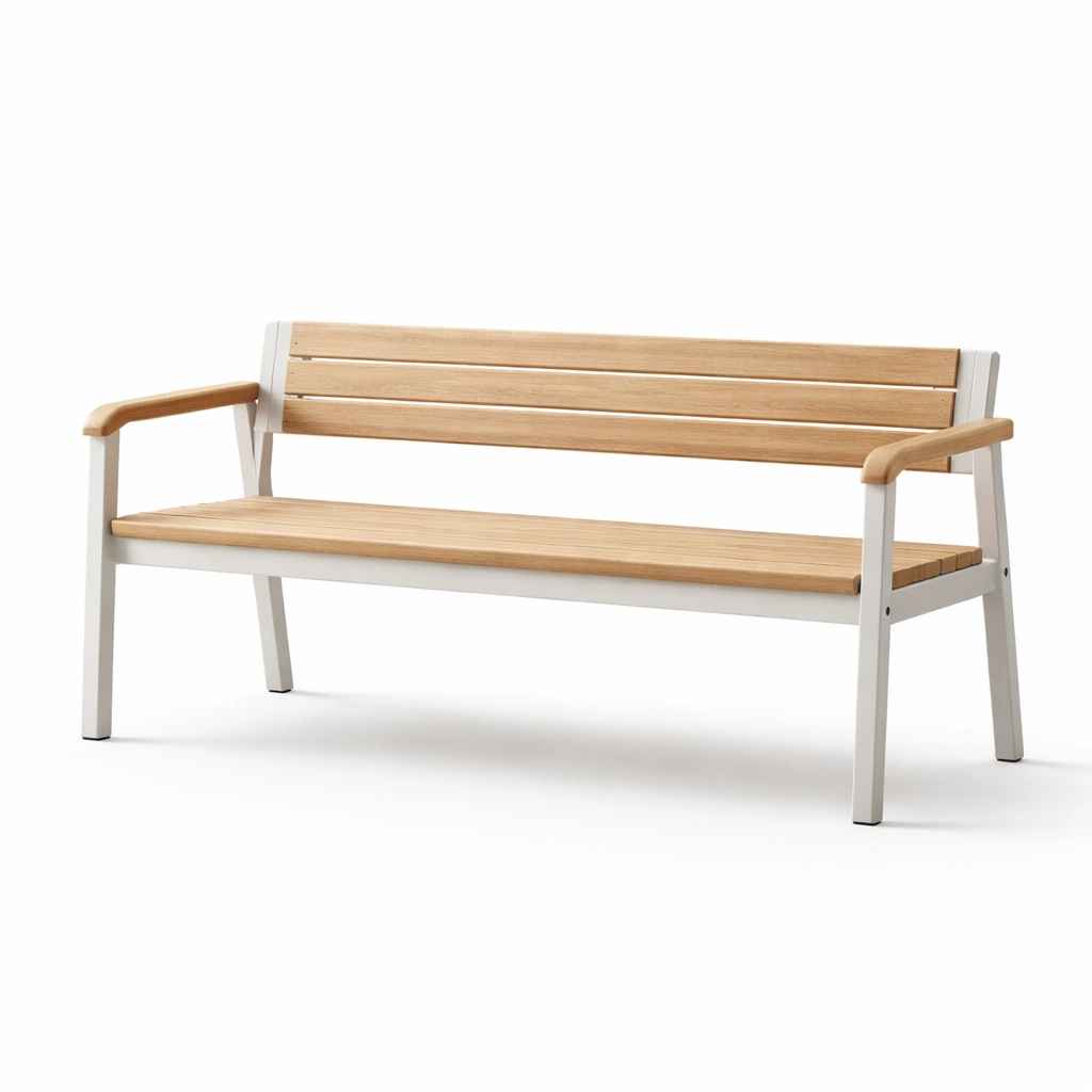 Banco de aluminio y madera de teca-furnzera