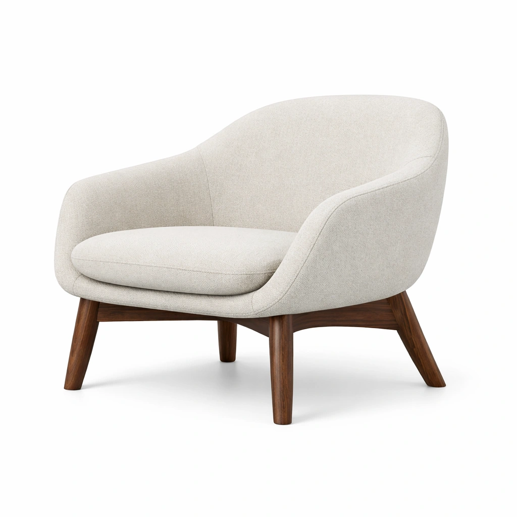 Sillón de madera y tela beige-roomunia