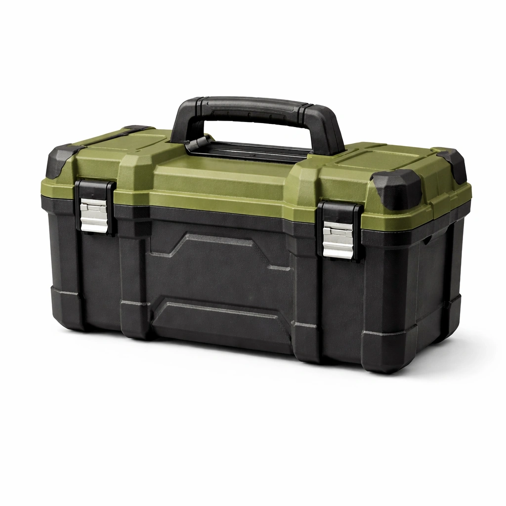 Caja de herramientas de plástico verde negro 45x25x30 cm-roomunia