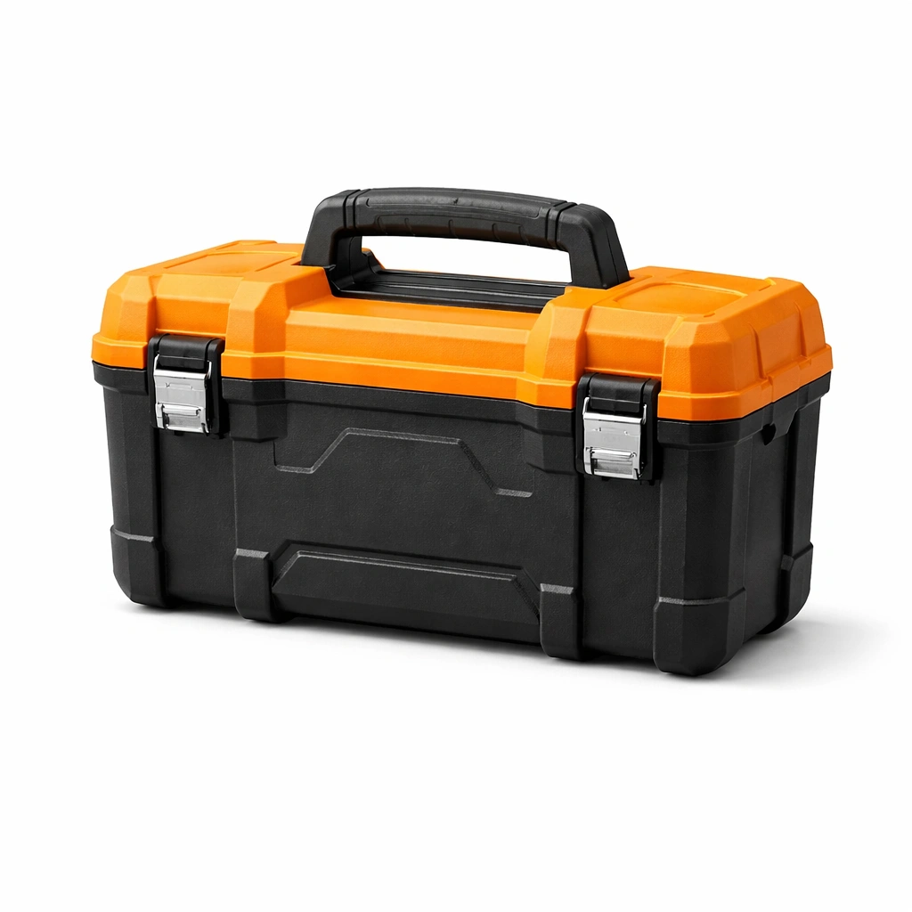 Caja de herramientas de polipropileno negro naranja-roomunia