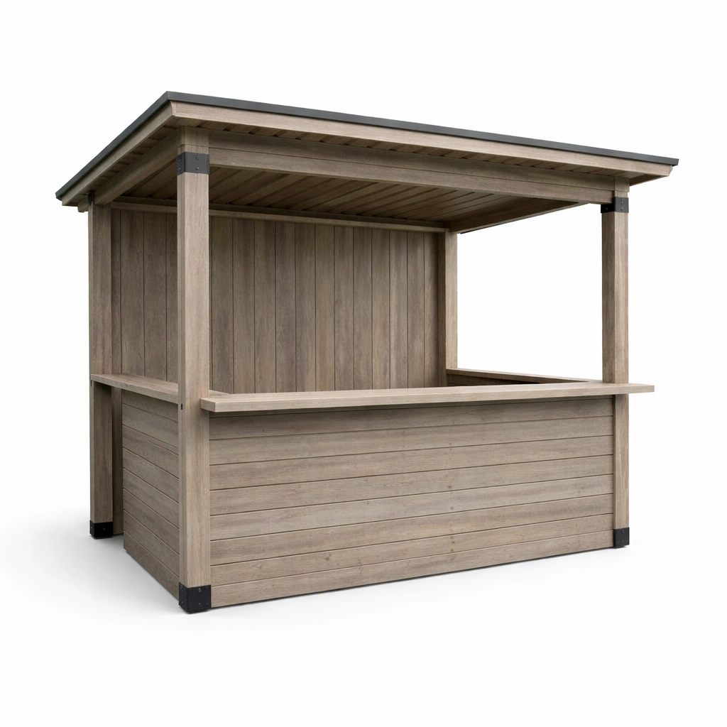 Bar de jardín de madera de pino para exterior 220x130x230 cm-roomunia