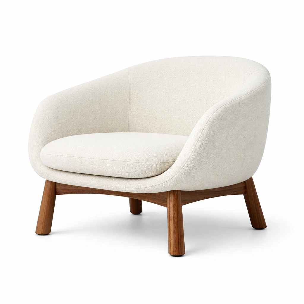Sillón de tela con base de roble blanco-furndexa