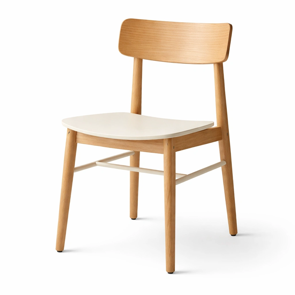 Silla de comedor de madera de roble y mdf blanco-furndexa