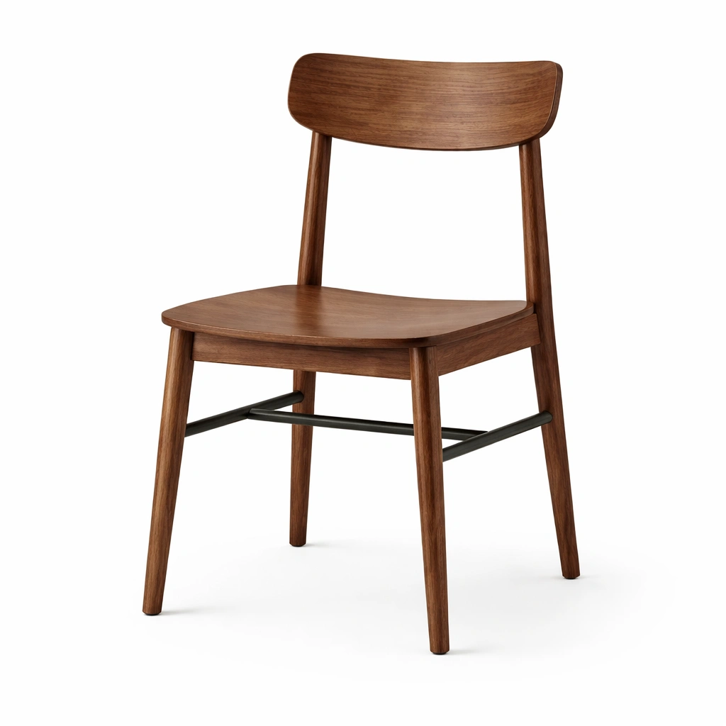 Silla de comedor de madera de nogal con respaldo curvo-furndexa