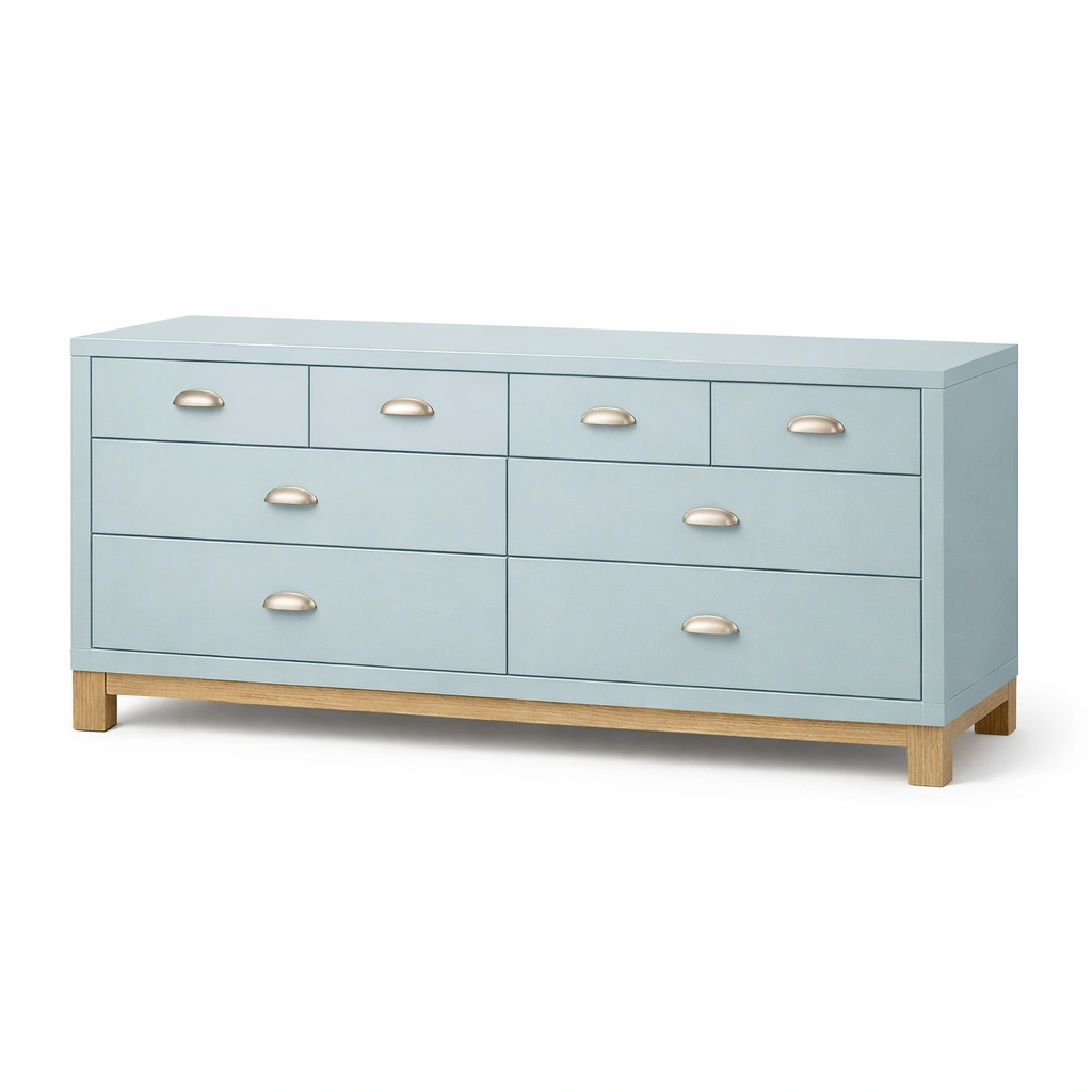 Cómoda de madera y mdf con cajones azul-furndexa