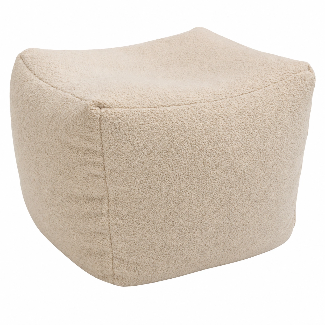 Hocker Kolberg – Moderner Pouf aus Teddy-Stoff, Beige-furniservicepro