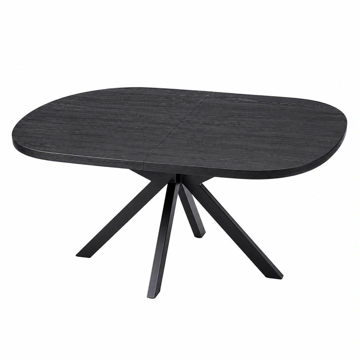 Moderner Esstisch aus schwarzer Holzoptik mit Metallgestell oval ausziehbar 110x75x110 cm-furniservicepro