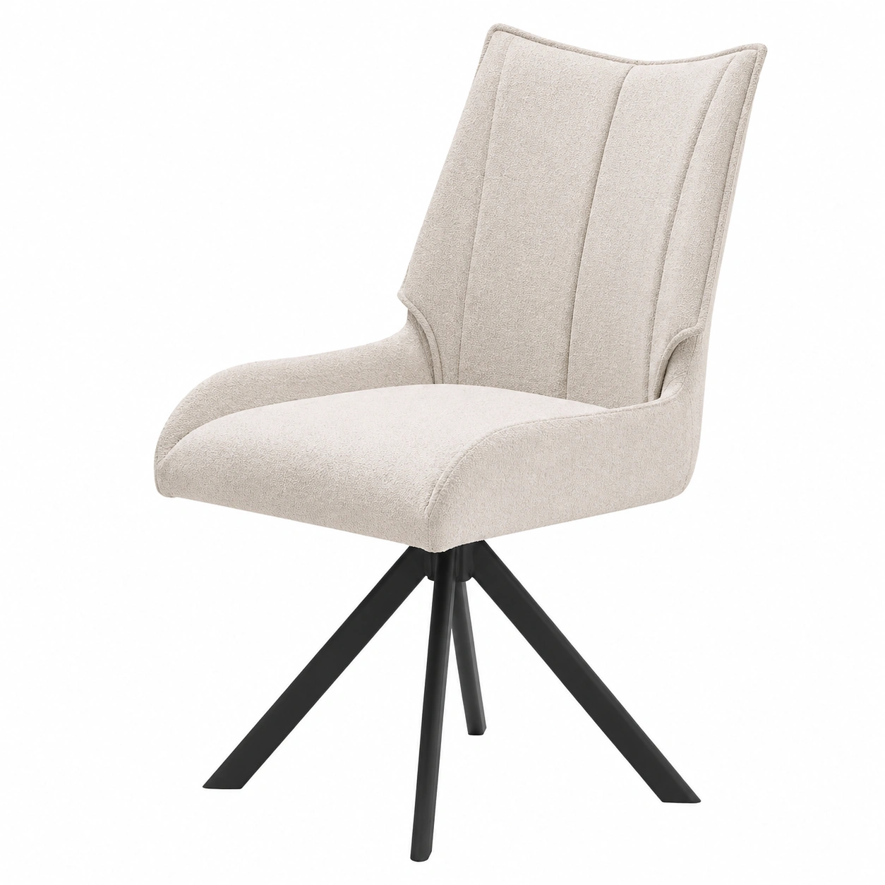 Moderner Polsterstuhl mit Drehfunktion und Armlehnen, Beige, ergonomisches Design, strukturierter Webstoff-furniservicepro