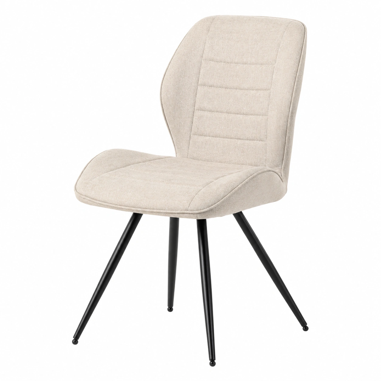 Polsterstuhl modern ergonomisch Stoff beige Metallbeine schwarz Esszimmerstuhl gepolstert-furniservicepro